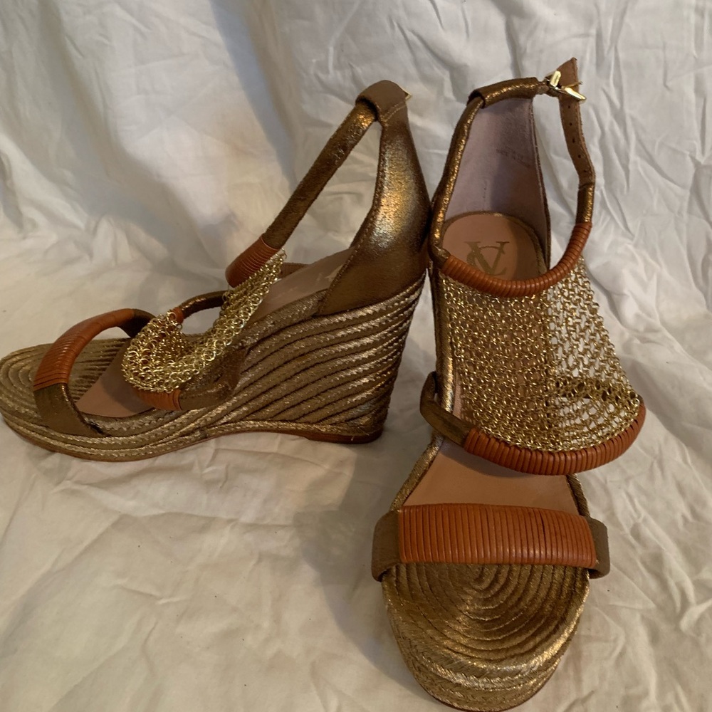 Signature by Vince Camuto Gold and Brown Women's Sandals - Picture 2 of 4